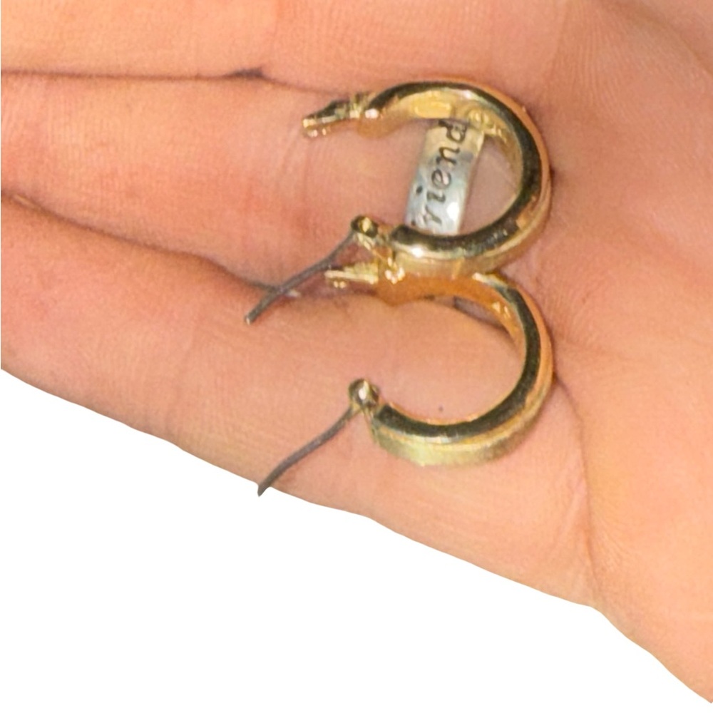 Vintage Monet Gold Tone Hoop Earrings - Picture 7 of 10